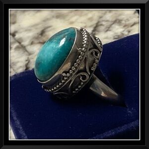Turquoise 925 Sterling Silver Ring Sz 9